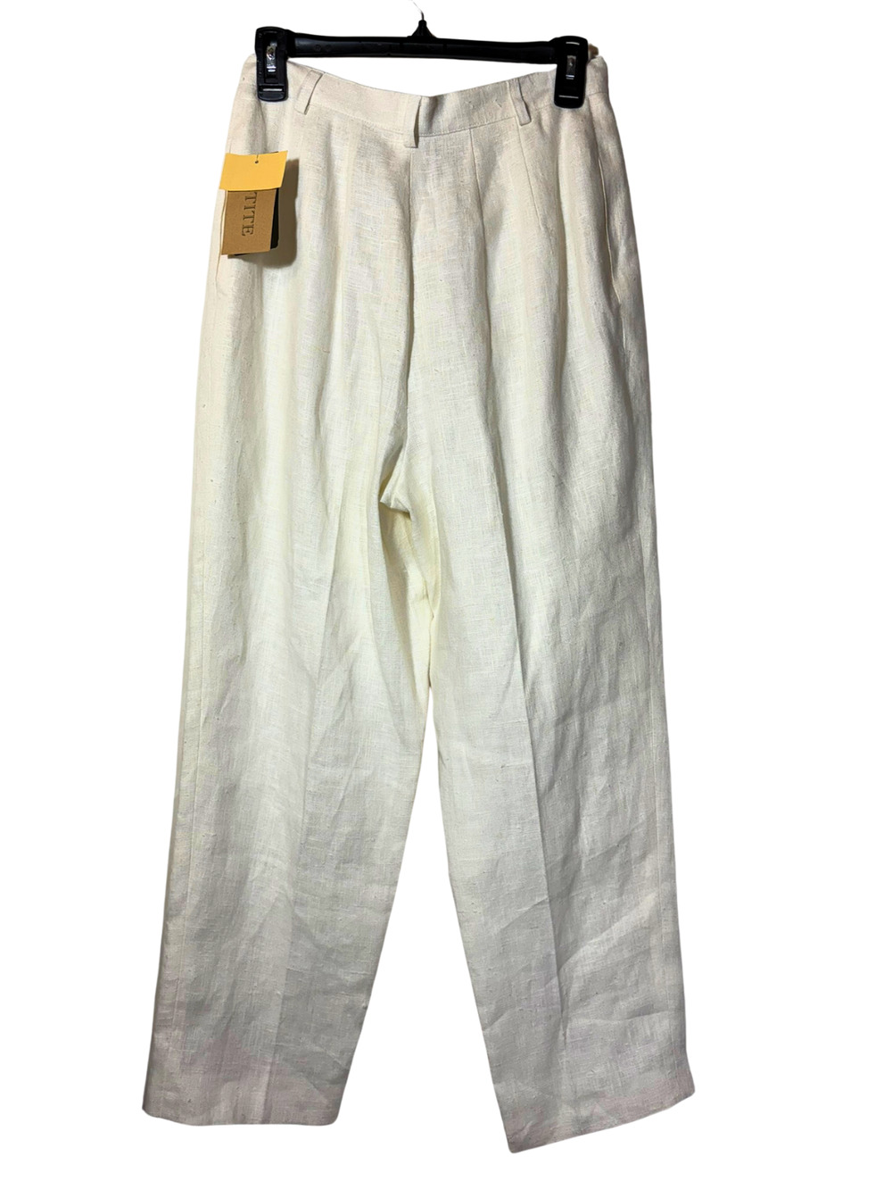 NWT Harve Bernard 100% Linen Ivory Trousers 8 Petite White Lined Preppy Neutral